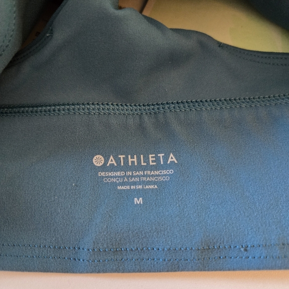 Athleta Transcend padded sports bra teal blue Racerback style deep v-neck Medium - Picture 6 of 6